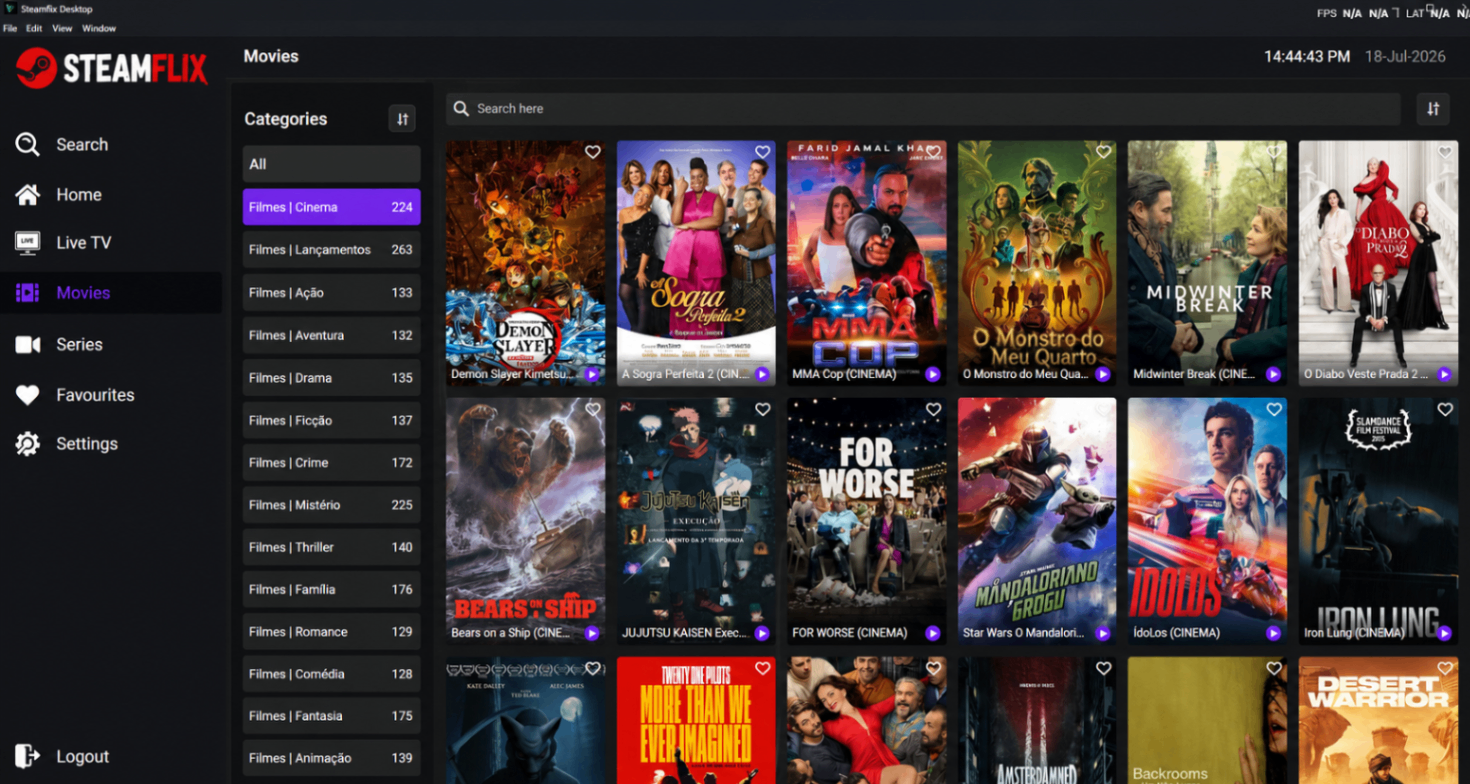 TV AO VIVO / FILMES / NOVELAS / SERIES (ASSINATURA MENSAL)